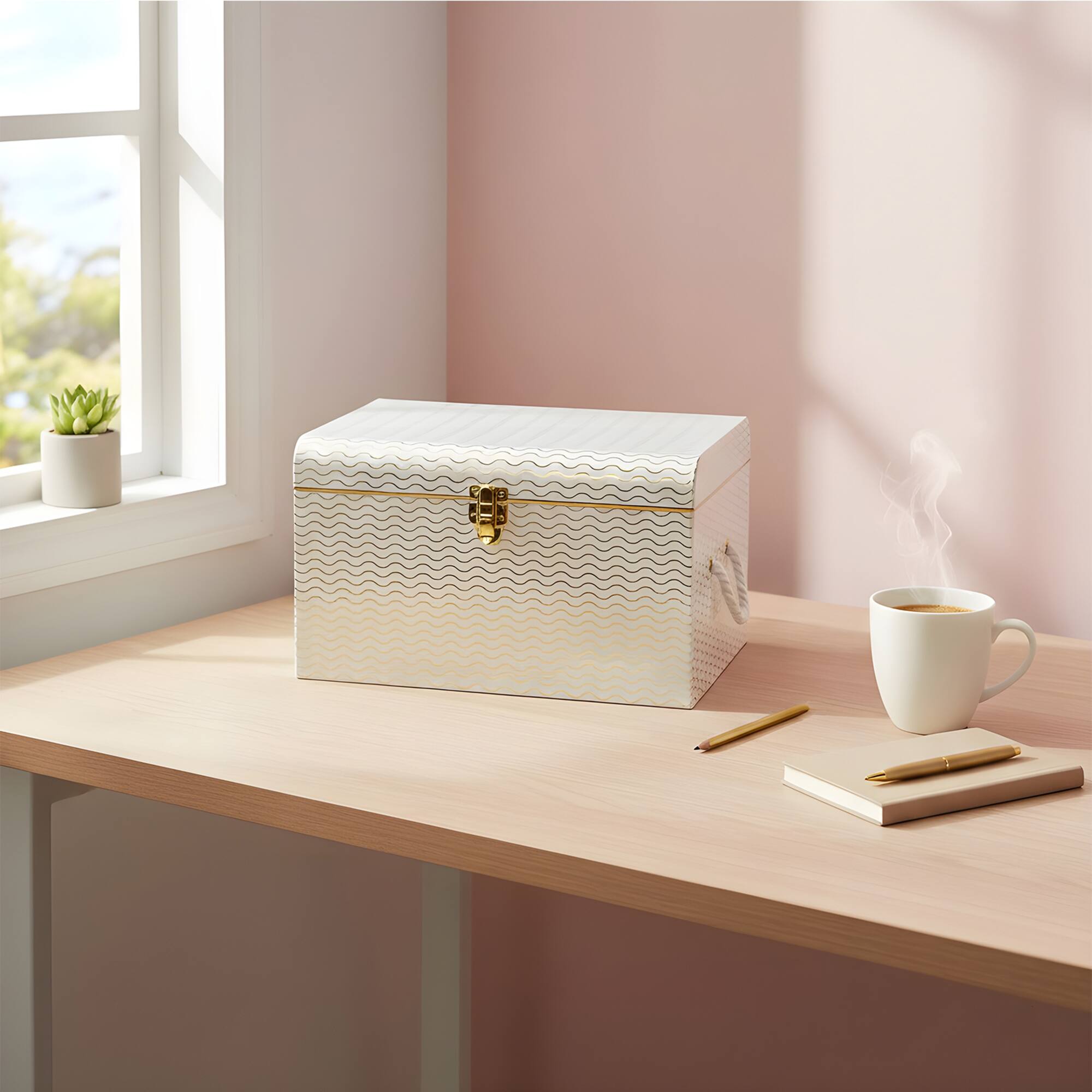 Medium Gold Waves Trunk Box by Ashland®